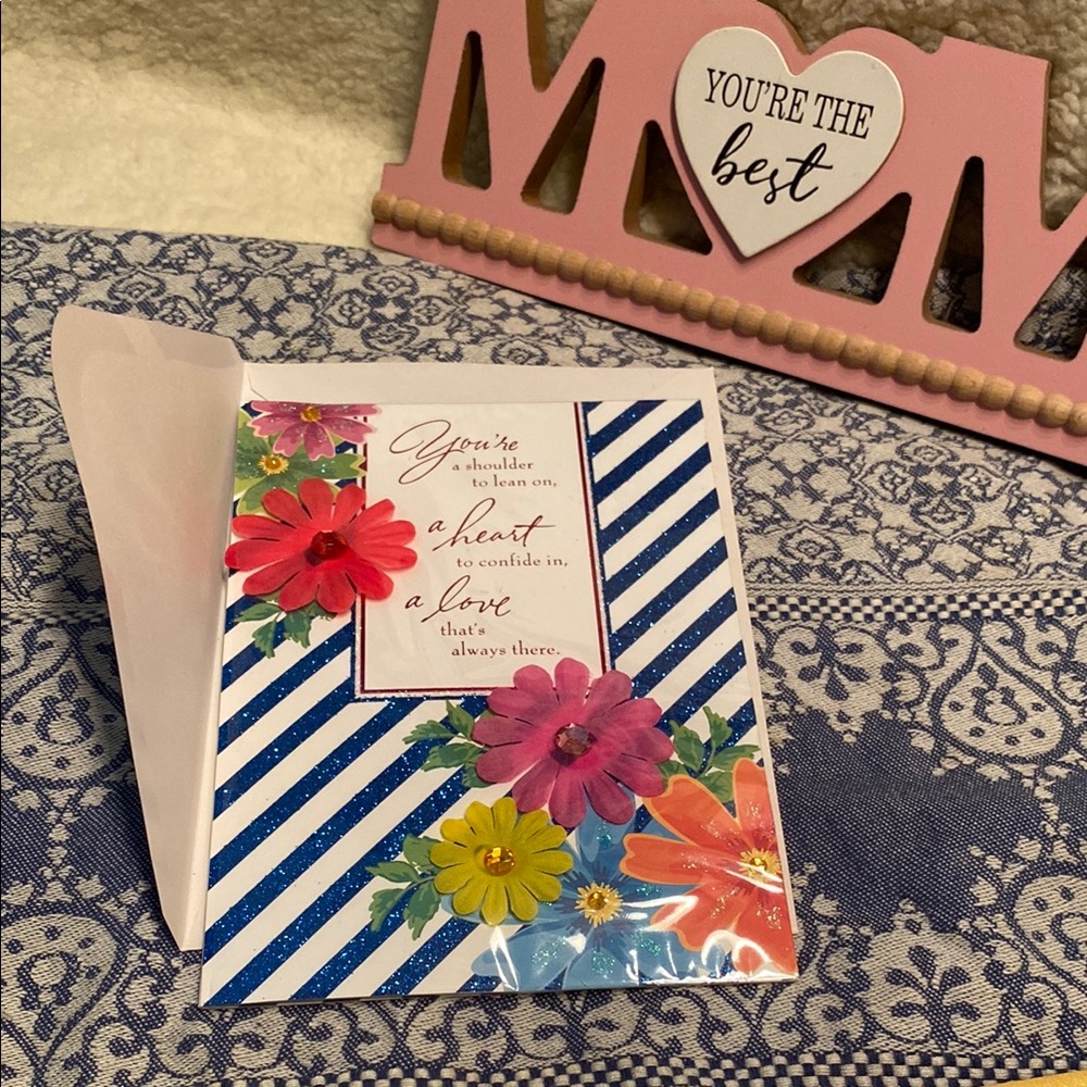 Mother’s Day Floral Striped Greeting Card
